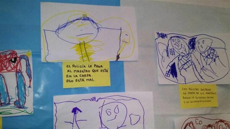 Los polémicos dibujos del desalojo de los maestros en el Congreso