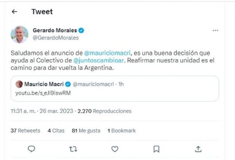 Los precandidatos de Juntos por el Cambio se expresaron tras el anuncio de Macri