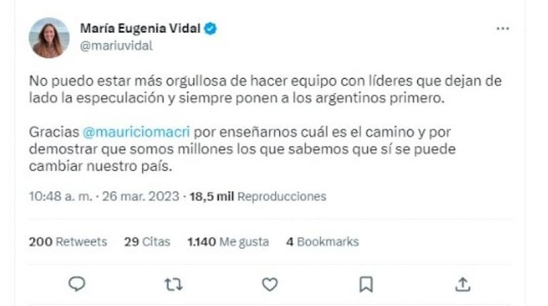 Los precandidatos de Juntos por el Cambio se expresaron tras el anuncio de Macri