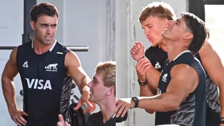 Los Pumas 7s entrenando a puro cuarteto.