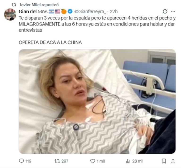 Los reposteos de Javier Milei sobre el caso Cerimedo. (Foto: captura X)