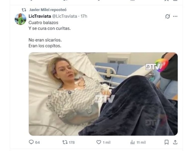 Los reposteos de Javier Milei sobre el caso Cerimedo. (Foto: captura X)