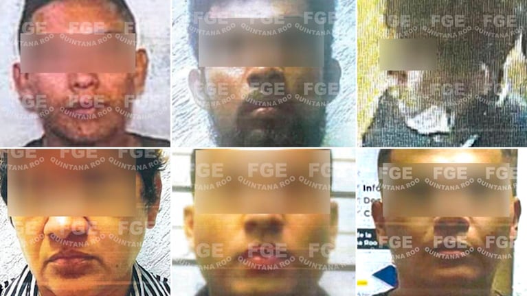 Los rostros de los seis sospechosos por el crimen de Federico Mazzoni.