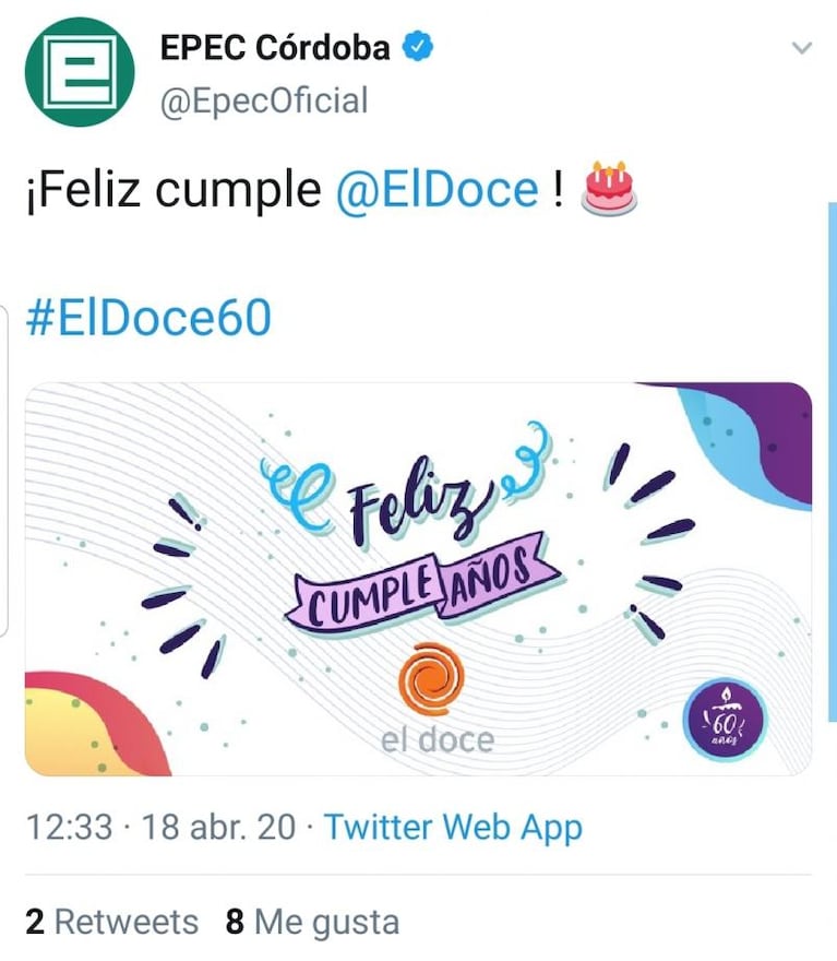 Los saludos por los 60 años de El Doce