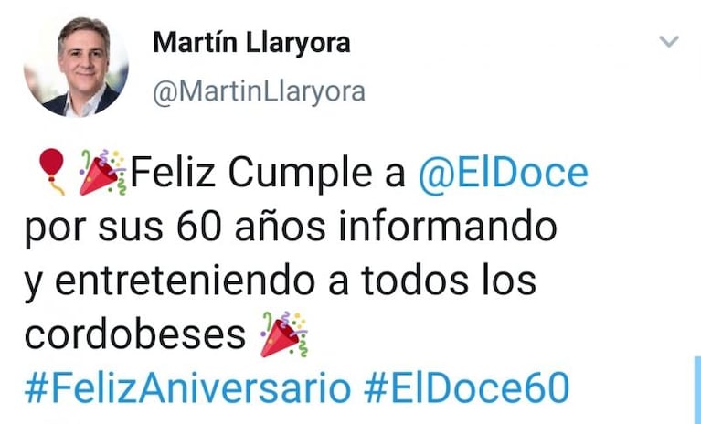 Los saludos por los 60 años de El Doce