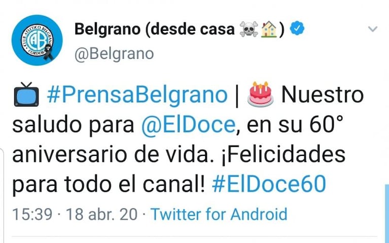 Los saludos por los 60 años de El Doce