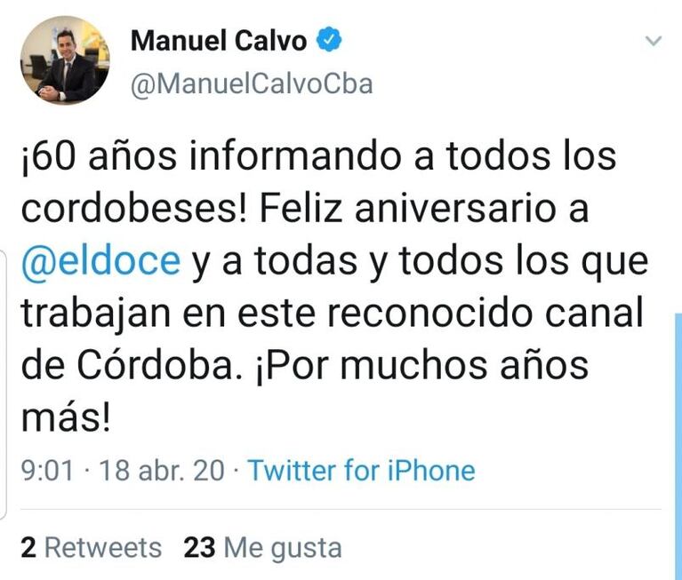 Los saludos por los 60 años de El Doce