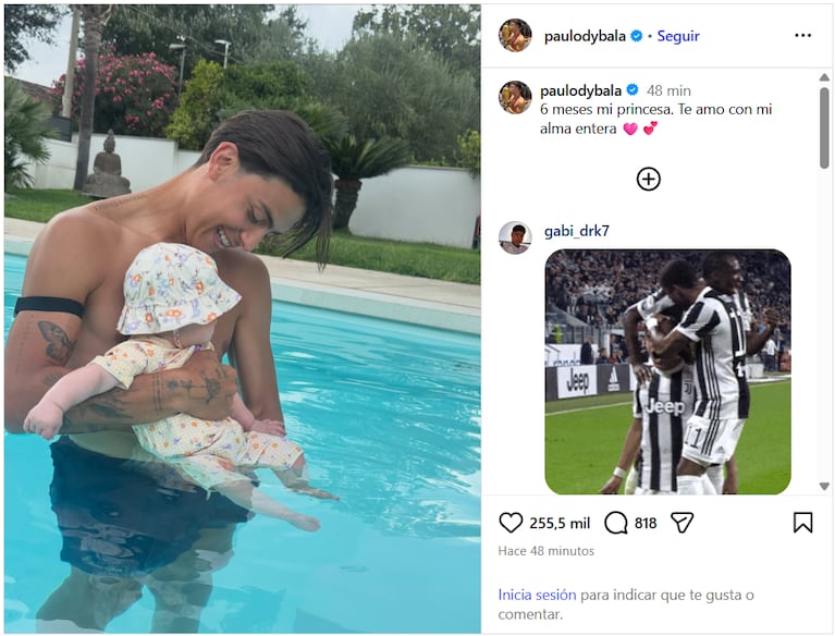 Los tiernos mensajes de Oriana Sabatini y Paulo Dybala por los seis meses de su hija Gia