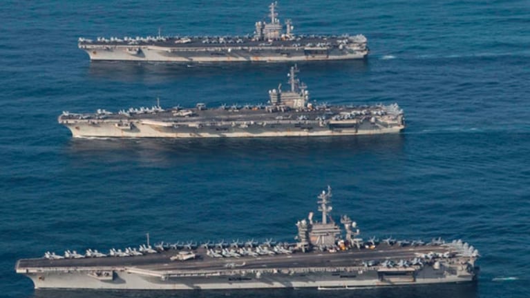 Los tres portaaviones movilizados por Estados Unidos.
