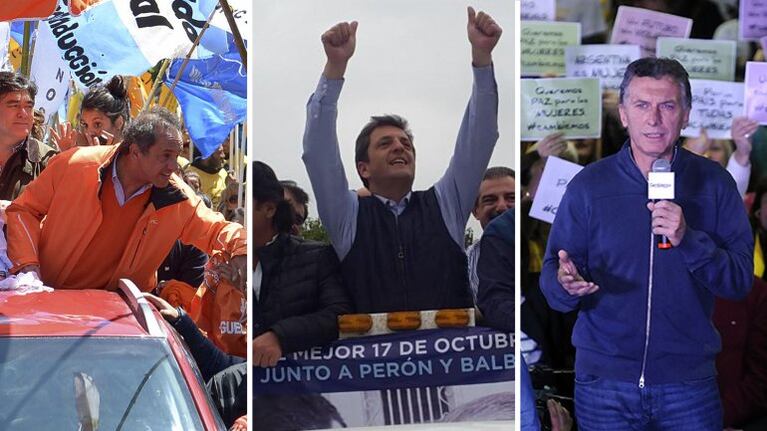 Los tres principales candidatos, de campaña en el día de la lealtad.