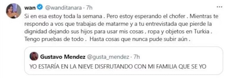 Los tuits de Wanda Nara conta Icardi y la China.