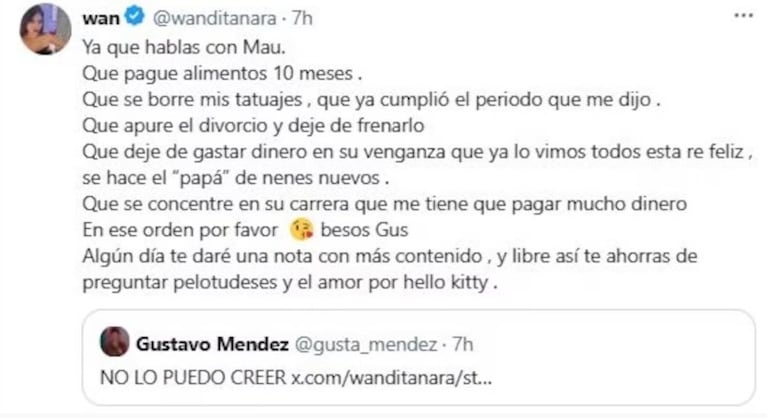 Los tuits de Wanda Nara conta Icardi y la China.