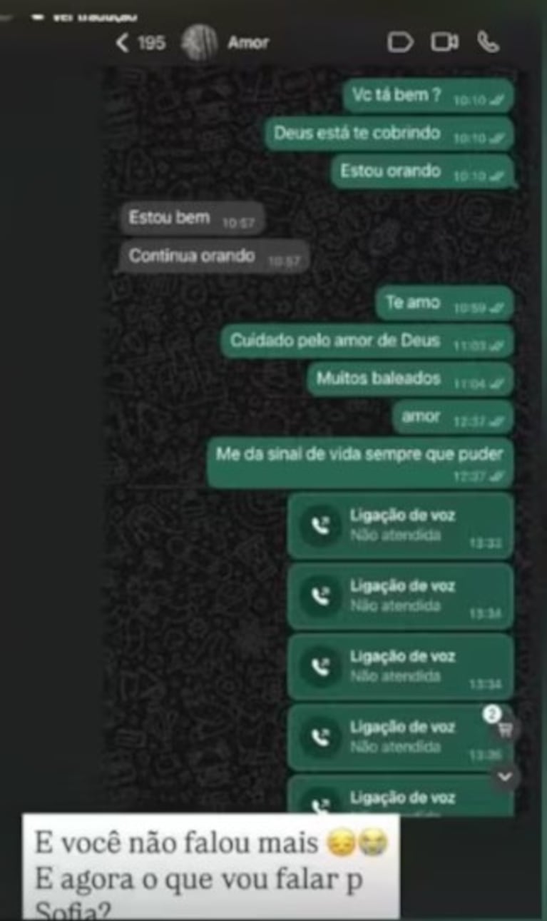 Los últimos mensajes de Heber Carvalho da Fonseca a su esposa.