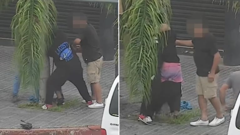 Los vecinos ataron al ladrón a una palmera. (Fotos: captura video 911)