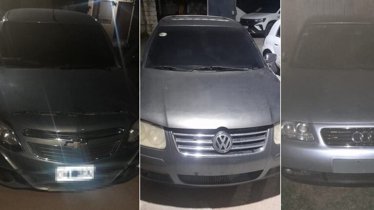 Los vehículos secuestrados en el operativo por las "Viudas negras".