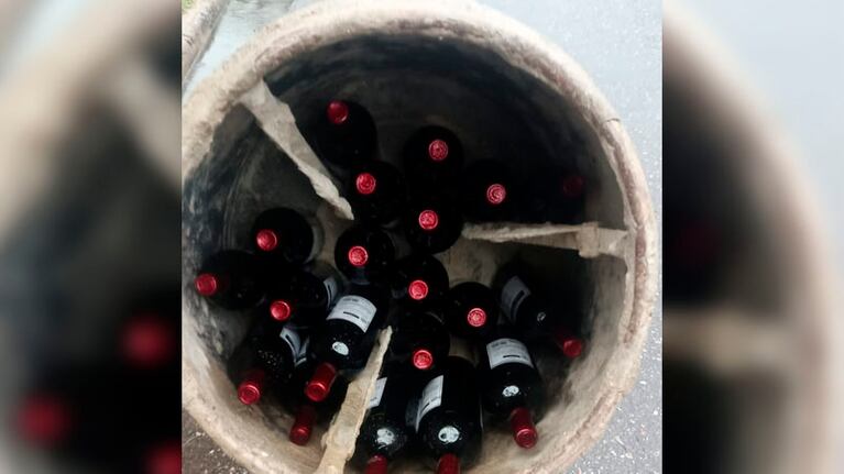 Los vinos robados en la hormigonera.