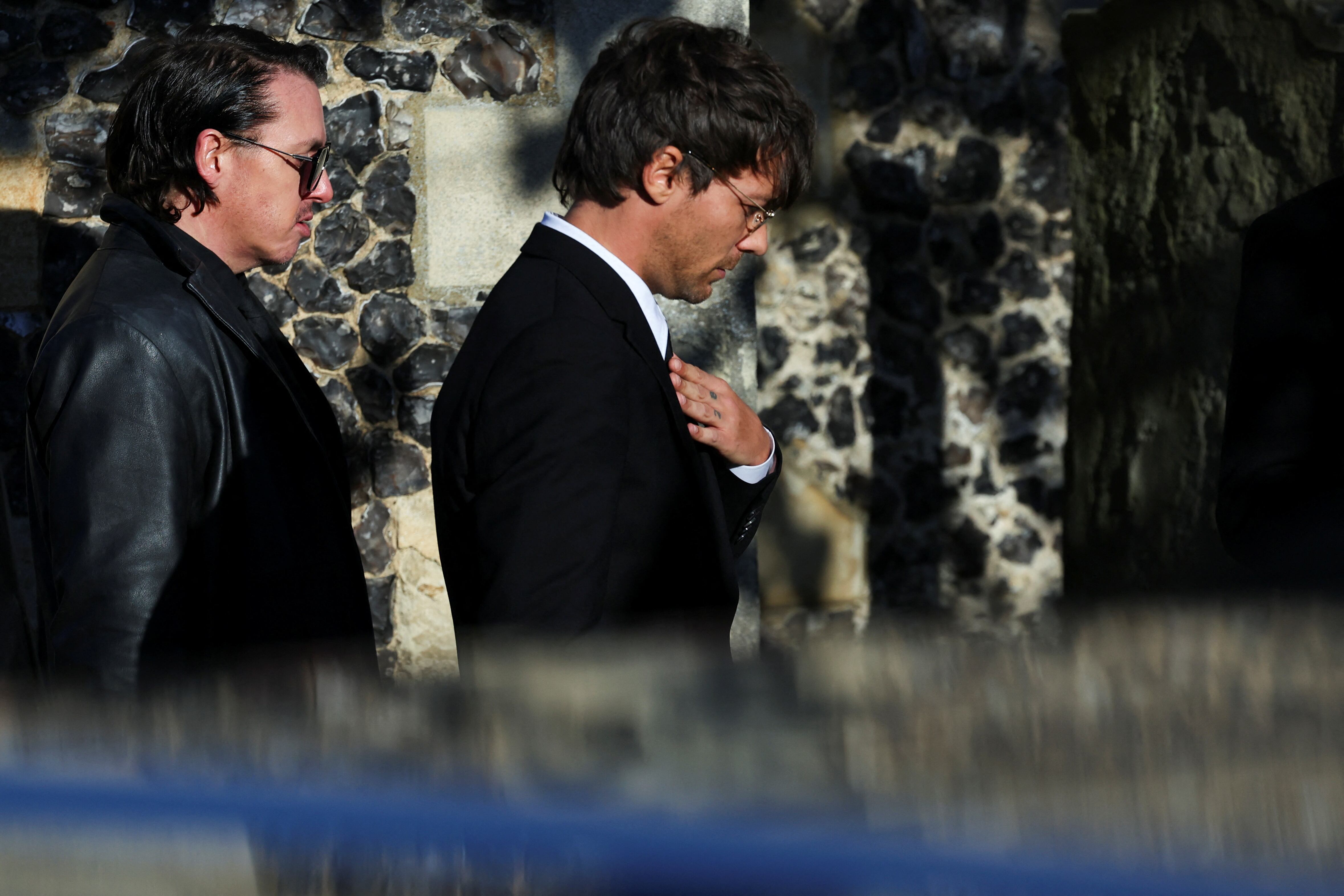 Louis Tomlinson arrives to attend the funeral of former One Direction singer Liam Payne at St. Mary's Church in Amersham, near London, Britain, November 20, 2024. REUTERS/Toby Melville