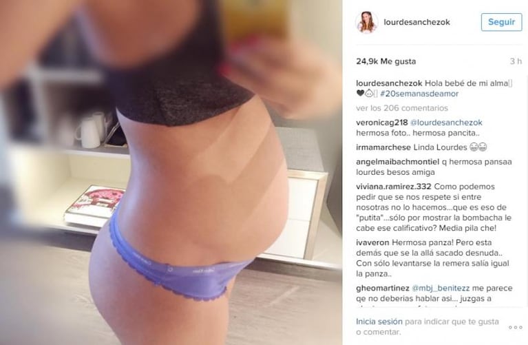 Lourdes Sánchez mostró su hermosa pancita de 20 semanas