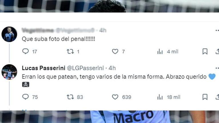 Lucas Passerini fulminó a un hincha de Belgrano que lo cargó