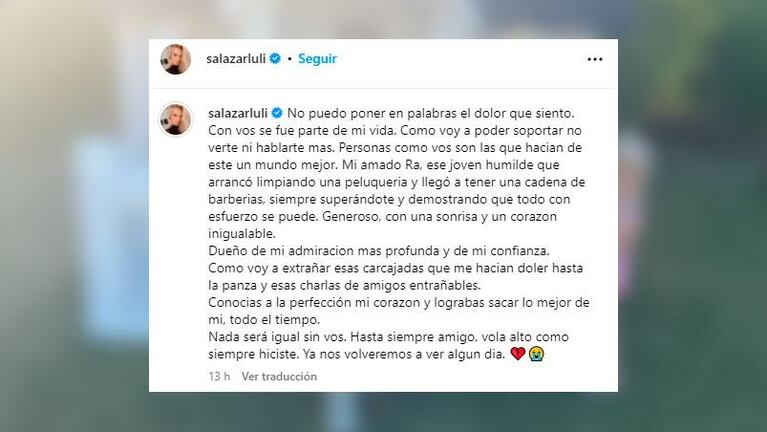 Luciana Salazar recordó a su mejor amigo con fotos junto a su hija Matilda