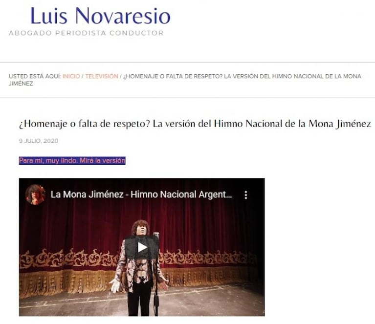 Luis Novaresio: “Este gorila le pide disculpas a La Mona Jiménez” 