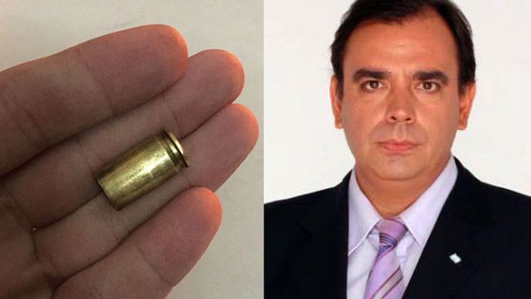 Luis Otero mostró el proyectil que le dispararon a su hijo.