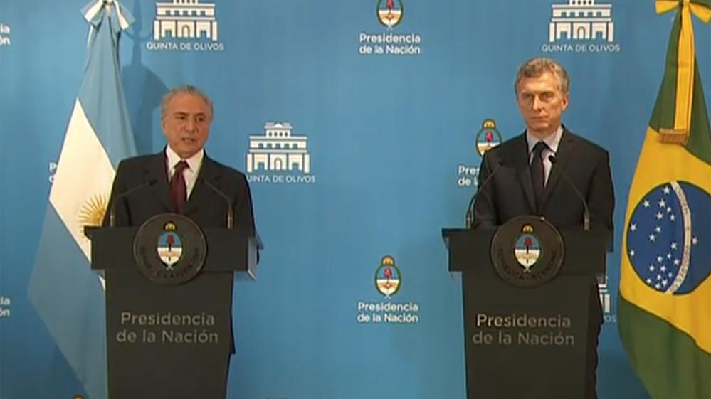 Macri a Temer: "La mayoría de los argentinos nos sentimos vinculados a Brasil"