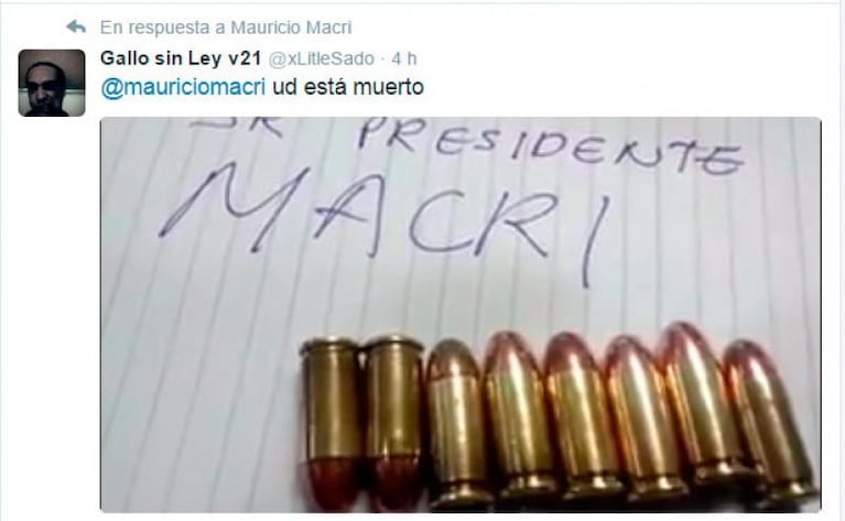 Macri amenazado de muerte: “Pronto usted va a morir”