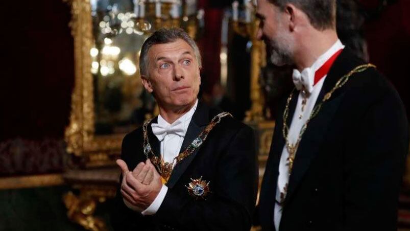 Macri junto al rey Felipe VI de España. Foto: EFE