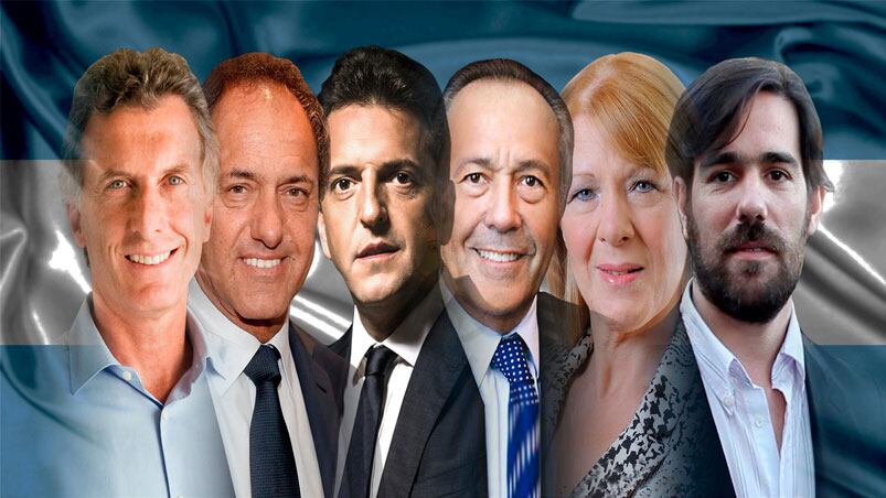 Macri, Scioli, Massa, Rodríguez Saá, Stolbizer y Del Caño.