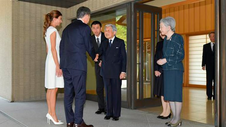 Macri y Awada fueron recibidos en el Palacio Imperial de Tokio.