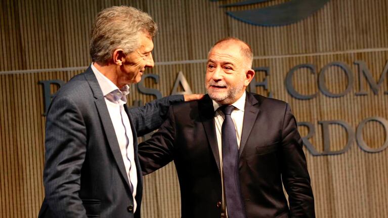 Macri y Juez se presentaron en la Bolsa de Comercio.