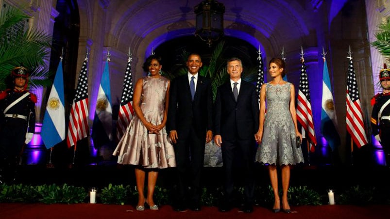 Macri y Obama con Michelle y Juliana