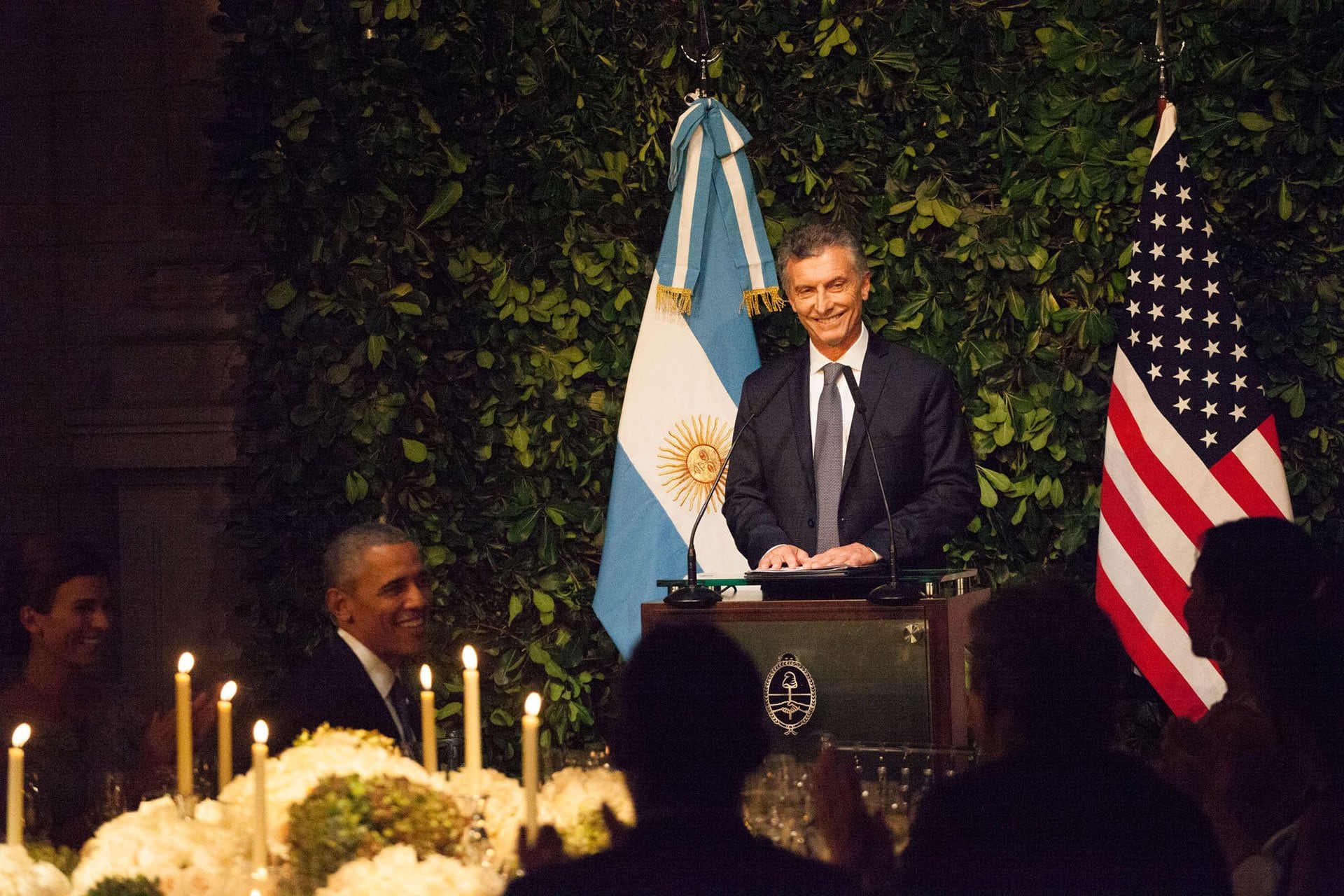 Macri y Obama en la cena de gala. 