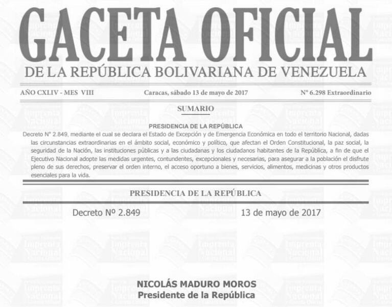 Maduro endureció el "Estado de Excepción y Emergencia"