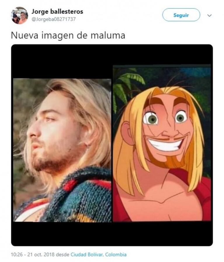 Maluma se cambió de look y los memes no tardaron en llegar