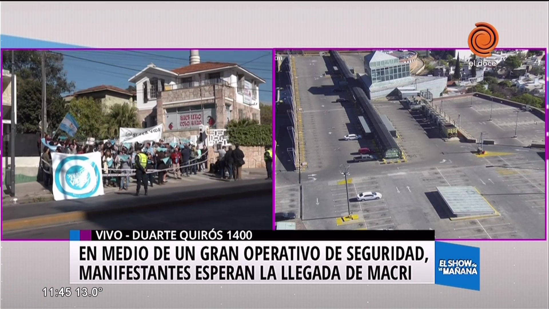 Manifestantes provida esperan la llegada de Macri