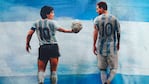 Maradona y Messi, símbolos máximos de la Selección Argentina.