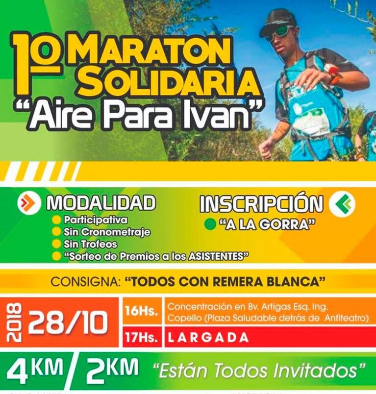Maratón por Iván: La Falda, la ciudad que se unió por el terrible accidente de un joven