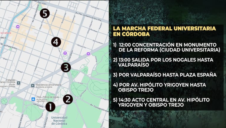 Marcha Federal Universitaria en Córdoba: masiva movilización en el centro de la ciudad