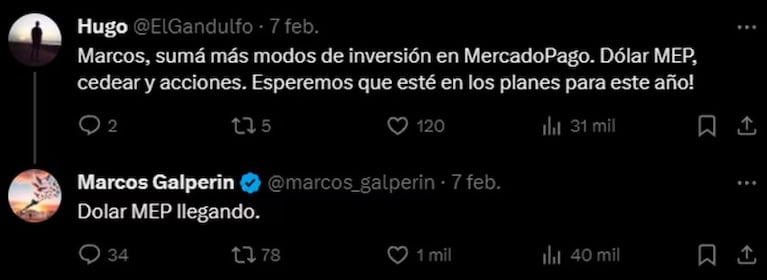 Marcos Galperín anunció que se podrá comprar Dólar MEP en Mercado Pago.