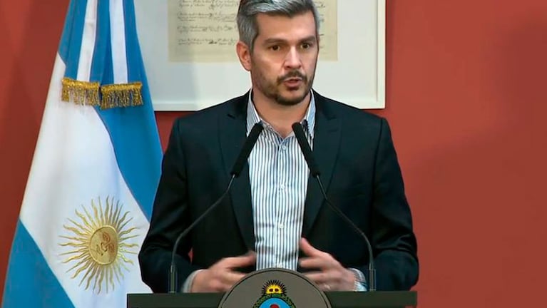 Marcos Peña en conferencia de prensa tras la frustrada sesión.