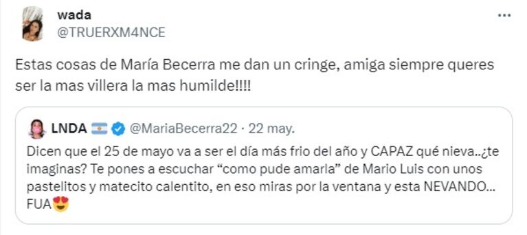 María Becerra liquidó a una hater que criticó sus planes para festejar el 25 de Mayo