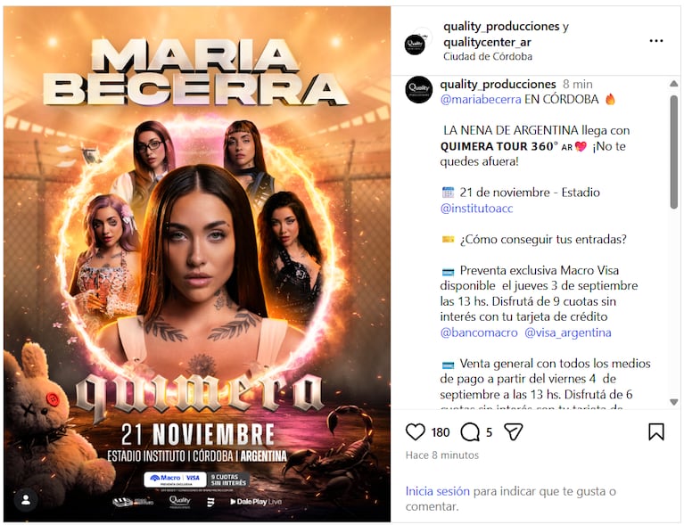 María Becerra vuelve a Córdoba con su show 360°: cuándo, dónde y cómo conseguir entradas