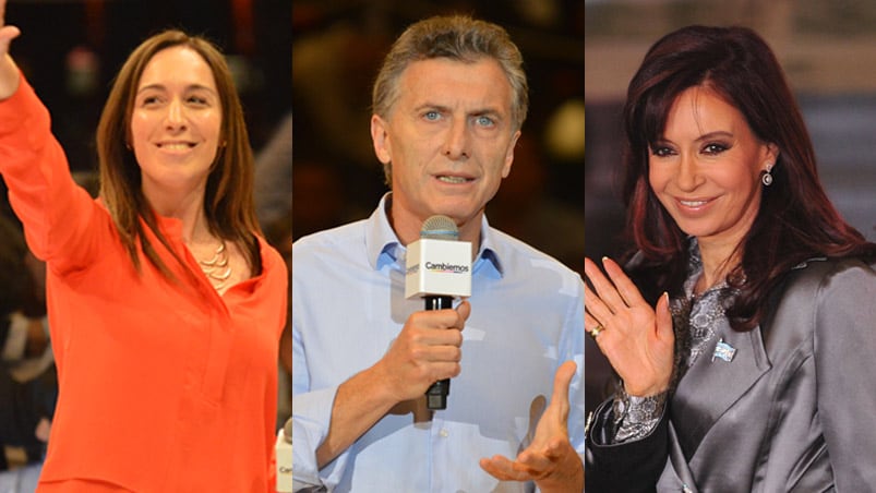 María Eugenia Vidal, Mauricio Macri y Cristina Kirchner.