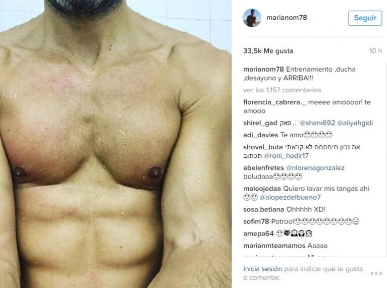 Mariano Martínez mostró su lomazo con una nueva selfie