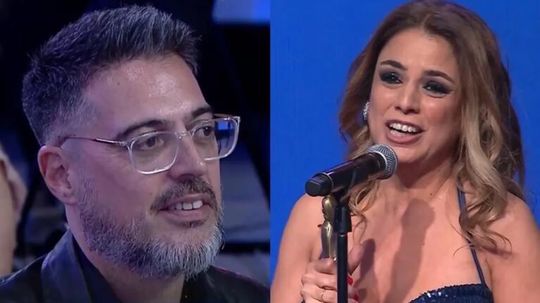Marina Calabró y Rolando Barbano en los Martín Fierro de Radio.
