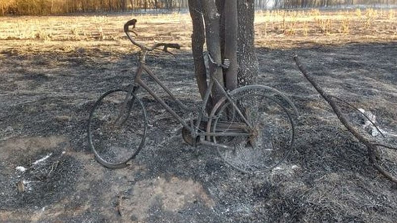 Marina viaja a Los Sauces y hace 13 años que deja religiosamente su bici encadenada a un árbol.