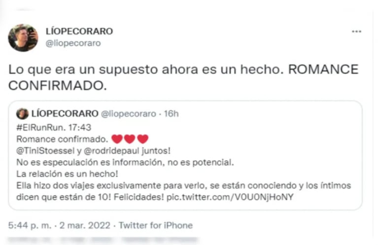 Más indicios sobre un romance entre Tini y Rodrigo De Paul