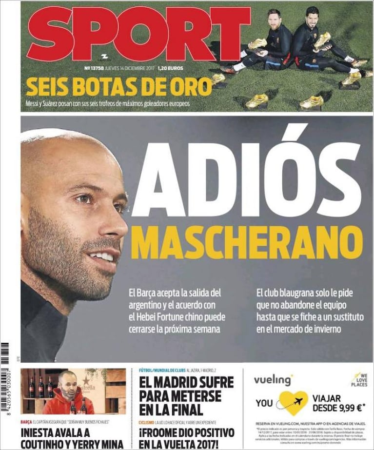 Mascherano deja el Barcelona y se va a China